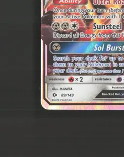 Solgaleo GX 89/149 Sun & Moon Ultra Rare Holo Pokemon Card NM - Image 5