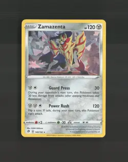 Zamazenta 140/192 Rebel Clash Cracked Ice Holo Rare Pokemon Card NM - Image 1