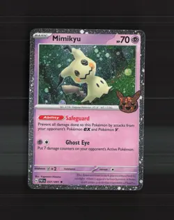 Mimikyu 037/091 Paldean Fates Cosmos Holo Rare Holo Stamped Pokemon Card NM - Image 1