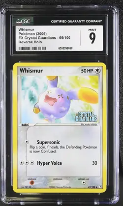 CGC 9 Whismur EX Crystal Guardians 69/100 Reverse Holo STAMPED Pokemon Card - Image 1