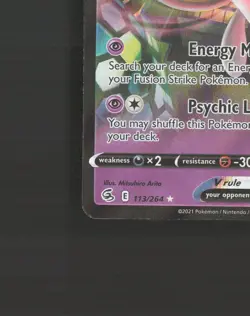 Mew V 113/264 Fusion Strike Ultra Rare Holo Pokemon Card MP - Image 5
