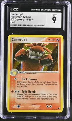 CGC 9 MINT Camerupt 2005 EX Deoxys 4/107 Holo Rare Pokemon Card - Image 1