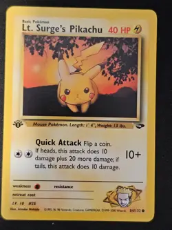 Pokemon TCG Lt. Surge's Pikachu 84 Gym Challenge 1st ed Near Mint (non-holo) - Image 1