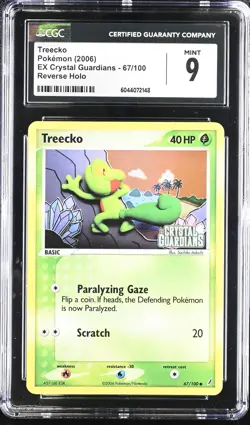 CGC 9 Treecko EX Crystal Guardians 67/100 Reverse Holo STAMPED Pokemon Card - Image 1