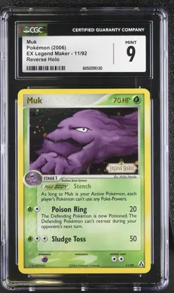 CGC 9 MINT Muk 2006 EX Legend Maker 11/92 Reverse Holo STAMPED Pokemon Card - Image 1