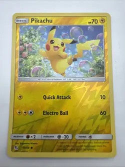 Pikachu 19/68 Common Hidden Fates Pokemon Reverse Holo Near Mint - Image 1