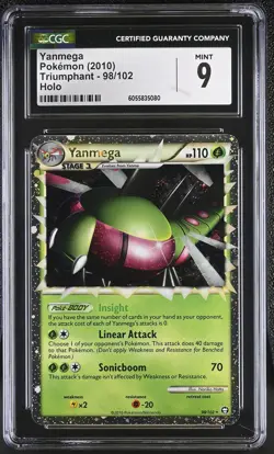 CGC 9 MINT Yanmega 2010 Triumphant 98/102 Holo Pokemon Card - Image 1