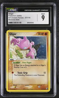 CGC 9 MINT Gligar EX Unseen Forces 57/115 Reverse Holo STAMPED Pokemon Card - Image 1