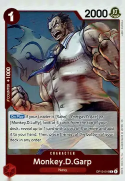 Monkey.D.Garp OP13-016 Rare Carrying On His Will One Piece Foil Near Mint - Image 1