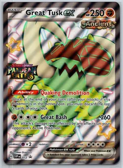 Great Tusk ex - (Paldean Fates Stamped) Holo Promo Jumbo Cards 072 NM - Image 1