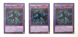 3x Yugioh Card Horned Saurus MZMI-EN013 1st Edition Rare NM - Image 1