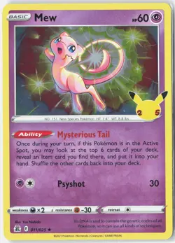 Mew 011/025 Holo Rare Celebrations Pokemon Lightly Played - Image 1