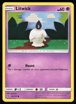 Litwick 101 214 C Lost Thunder Pokemon Lightly Played - Image 1