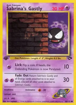 NM Sabrina's Gastly (96) [Gym Challenge 096/132] Unlimited Common Pokemon TCG - Image 1