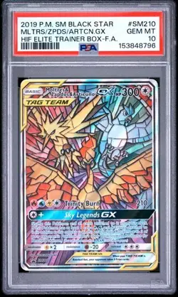 PSA 10 Moltres Zapdos Articuno GX SM210 Pokemon Hidden Fates Black Star Promo - Image 1