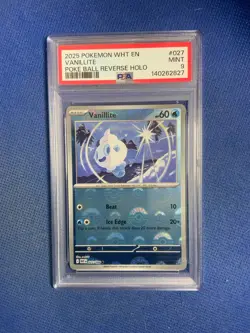 2025 Vanillite 027/086 Common White Flare WHT EN Pokemon Scarlet & Violet Psa 9 - Image 1