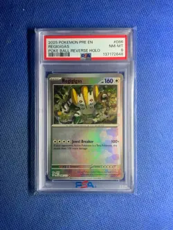 2025 POKEMON PRE EN-PRISMATIC EVOLUTIONS POKE BALL REVERSE HOLO REGIGIGAS PSA 8 - Image 1