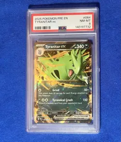 2025 POKEMON PRE EN-PRISMATIC EVOLUTIONS #064 TYRANITAR EX PSA 8 - Image 1