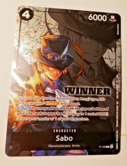 One Piece English Card Game Carte Holo WINNER Sabo P-005 EN Mint - Image 1