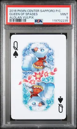 Queen Of Spades Alolan Vulpix Center Sapporo Playing Cards Pokemon PSA 9 - Image 1