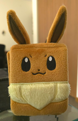 Eevee Fabric Plush Deck Box Card Case 60ct Standard Size Pokemon TCG Brown Cream - Image 1
