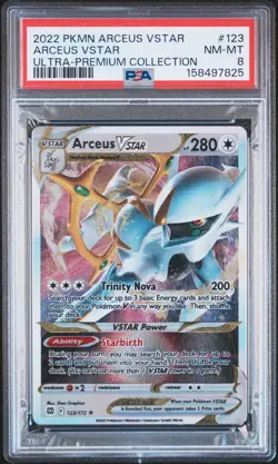 PSA 8 ARCEUS VSTAR ULTRA PREMIUM COLLECTION #123 METAL CARD (7825) - Image 1