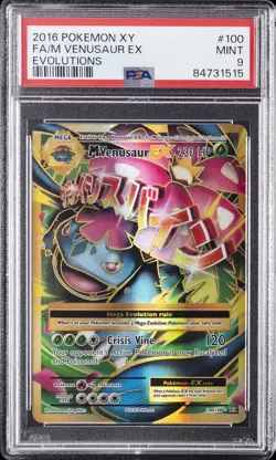 2016 POKEMON XY EVOLUTIONS #100 FULL ART/M VENUSAUR EX PSA 9 - Image 1