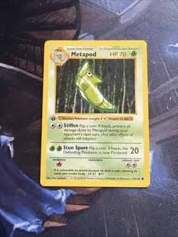 Metapod Pokemon TCG Base Set Shadowless 1st Ed 54/102 LP - Image 1