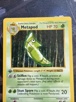 Metapod Pokemon TCG Base Set Shadowless 1st Ed 54/102 LP - Image 5
