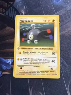 Pokemon Magnemite 1st Edition Shadowless Base Set 53/102 LP - Image 1