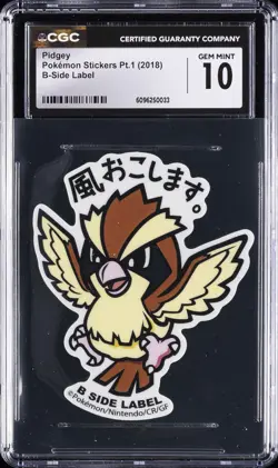 2018 POKEMON STICKERS PT. 1 B-SIDE LABEL PIDGEY CGC 10 GEM MINT - Image 1