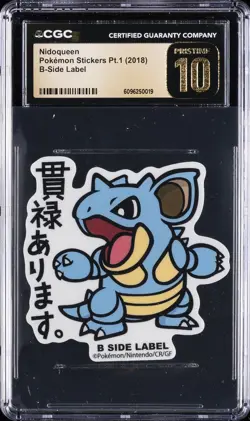 2018 POKEMON STICKERS PT. 1 B-SIDE LABEL NIDOQUEEN CGC 10 PERFECT - Image 1