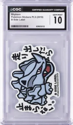 2019 POKEMON STICKERS PT. 5 B-SIDE LABEL RHYHORN CGC 10 GEM MINT - Image 1