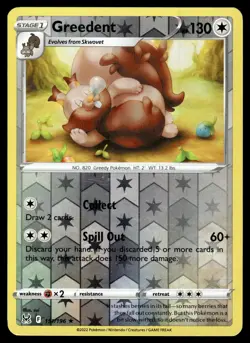 Greedent 151/196 Rare Lost Origin Pokemon Reverse Holo Near Mint - Image 1