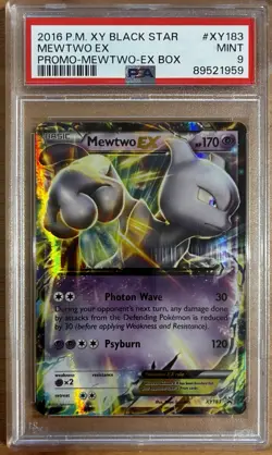 Pokemon TCG 2016 XY Black Star Promo Mewtwo EX XY183 Holo PSA 9 - Image 1