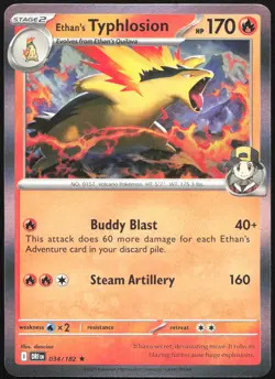 ETHAN'S TYPHLOSION 034/182 RARE DESTINED RIVALS 2025 POKEMON HOLO LP - Image 1