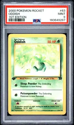 2000 Pokemon Rocket 63 Oddish 1st Edition PSA 9 Mint - Image 1