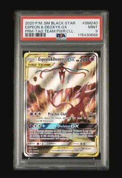 Espeon & Deoxys Gx SM240 Tag Team Powers Collection Pokemon PSA 9 - Image 1