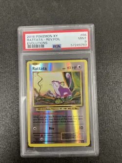 2016 POKEMON XY EVOLUTIONS #66 RATTATA-REVERSE FOIL PSA 9 - Image 1