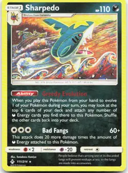 Sharpedo 111/214 Rare Unbroken Bonds Pokemon NM/LP - Image 1