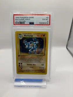 Pokemon TCG Machamp Holo 1st Edition Base Set #8/102 Holo Rare PSA 6 - Image 1