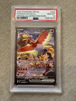 PSA 10 Ethan's Ho-Oh ex SIR 230/182 Destined Rivals Graded Pokemon Card - Image 1