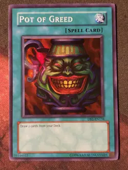 Yugioh Pot of Greed DB1-EN134 Super Rare VLP/NM - Image 1