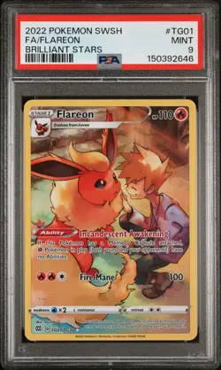 PSA 9 MINT 2022 POKEMON SWSH FA-FLAREON #TG01 BRILLIANT STARS - Image 1