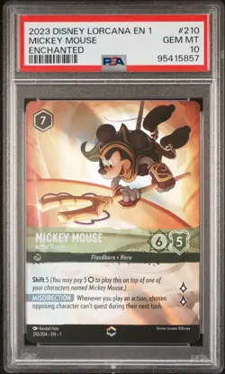PSA 10 Lorcana MICKEY MOUSE Artful Rogue ENCHANTED THE FIRST CHAPTER 210/204 TCG - Image 1