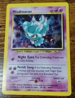 Misdreavus 11/64 Holo Neo Revelations Additional White Ink Error Pokemon Card LP - Image 1