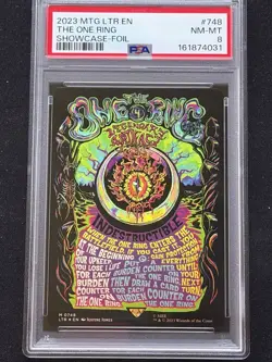 2023 MTG Lord Of The Rings THE ONE RING Borderless Showcase Foil PSA 8 English - Image 1