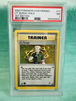 2000 POKEMON GYM HEROES 1ST EDITION #17 LT. SURGE-HOLO PSA 7 - Image 1