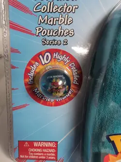 Vintage Pokemon Blue Pouch Bag W/10 Marbles Evee, Series 2, New - Image 4