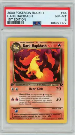 2000 POKEMON ROCKET #44 DARK RAPIDASH 1ST EDITION PSA 8 NM-MT - Image 1